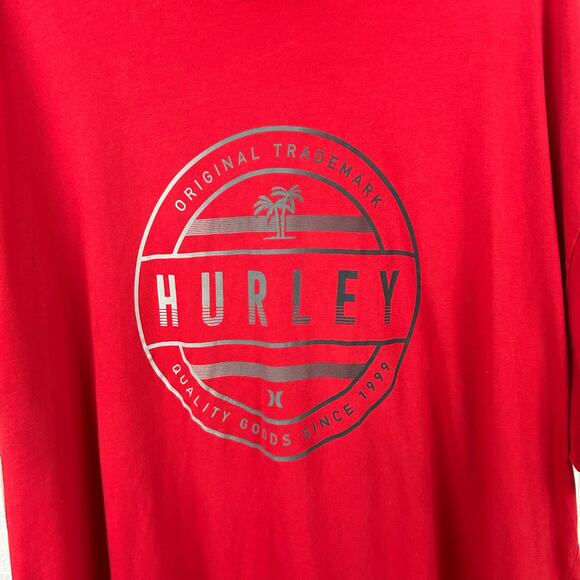 Hurley Men Short Sleeve Graphic Logo Tshirt Surfer Casual Cotton Red Size XXL - Picture 2 of 4